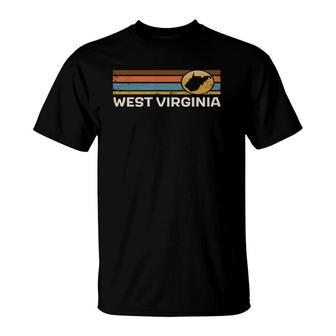 Graphic Tee West Virginia Us State Map Vintage Retro Stripes T-Shirt - Seseable