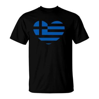 Greece Flag On Greek Heart - I Love Greece T-Shirt | Mazezy