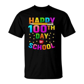 Happy 100 Days Of School Teacher Student 100Th Day T-Shirt - Seseable