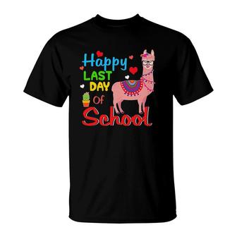 Happy Last Day Of School Llama Students And Teachers T-Shirt - Seseable