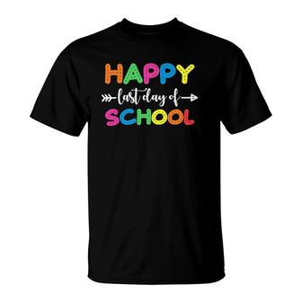 Happy Last Day Of School Teacher Student Graduation Arrow T-Shirt - Seseable