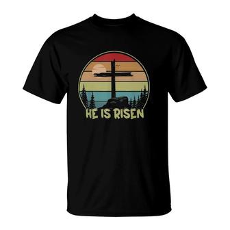 He Is Risen Retro Vintage Happy Easter 2022 Gift T-Shirt | Mazezy