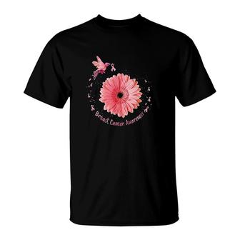 Hummingbird Sunflower Pink Ribbon Breast Awareness T-Shirt - Monsterry