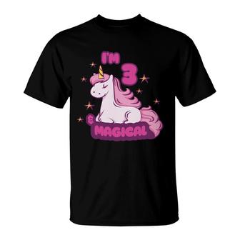 I Am 3 Years Old And It Is A Beautiful Magical Unicorn T-Shirt - Seseable