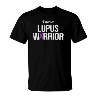 I Am A Lupus Warrior Lupus Awareness Purple Ribbon Lupus T-Shirt - Seseable