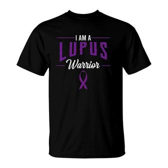 I Am A Lupus Warrior Purple Awareness Ribbon T-Shirt - Seseable