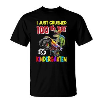 I Crushed 100 Days Of Kindergarten Happy 100Th Day Truck T-Shirt - Seseable