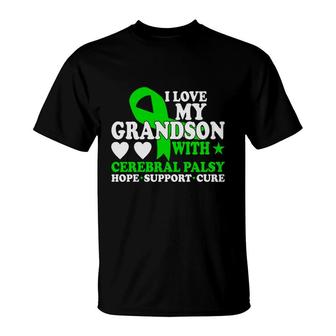I Love My Grandson With Fight Cerebral Palsy Awareness T-Shirt - Seseable