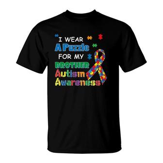 I Wear A Puzzle For My Brother Autism Awareness T-Shirt | Mazezy