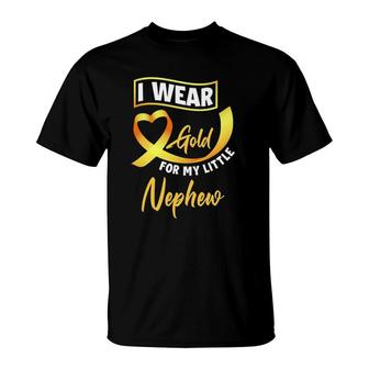 I Wear Gold For My Little Nephew Childhood Cancer Awareness T-Shirt | Mazezy