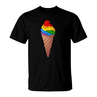 Ice Cream Rainbow Lgbt Lesbian Gay Pride T-Shirt | Mazezy
