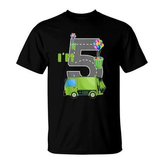 Im 5 Years Old 5Th Birthday Garbage Truck Birthday Boy Kids T-Shirt - Seseable