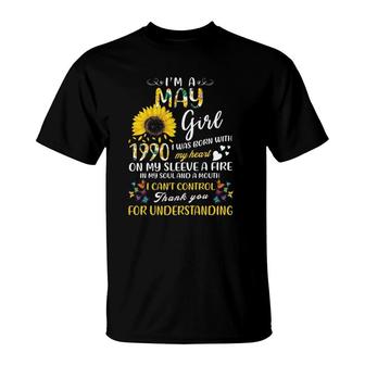 Im A May Girl 1990 31St Birthday Sunflower 31 Years Old T-Shirt - Seseable