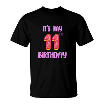 It Is My 11Th Birthday Cake Style Decoration T-Shirt - Seseable