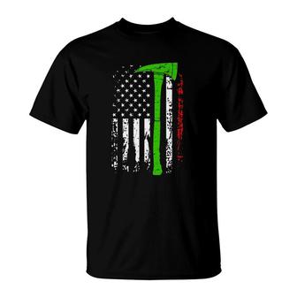 Italian Firefighter Italy Fireman American Flag Gift T-Shirt - Seseable
