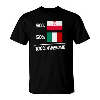 Italian Polish Flag Half Italian Half Polish Italy Poland T-Shirt - Seseable