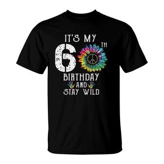 Its My 60Th Birthday Hippie Peace Sign Tie Dye 60 Years Old T-Shirt - Seseable
