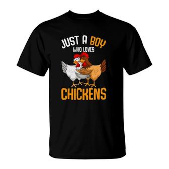 Just A Boy Who Loves Chickens Kids Boys T-Shirt | Mazezy