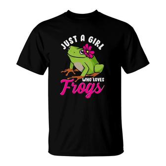 Just A Girl Who Loves Frogs Funny Tree Frog Cute Girl Women T-Shirt | Mazezy