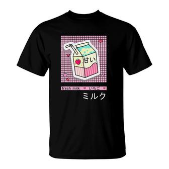 Kawaii Japanese Aesthetic Milk 90S Anime Vaporwave Otaku T-Shirt - Seseable