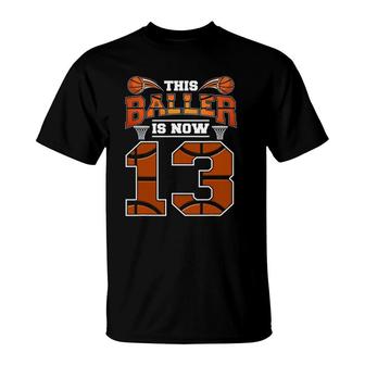 Kids 13 Years Old Birthday Boy Basketball 13 Years Old T-Shirt - Seseable