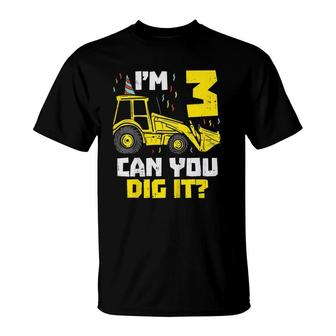 Kids 3 Can You Dig It Construction Truck 3Rd Birthday Boys Gift T-Shirt - Seseable