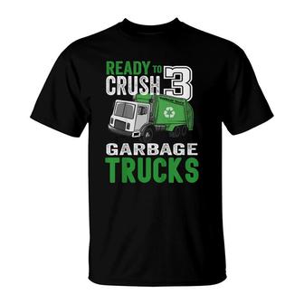 Kids 3Rd Birthday Boy Recycling Trash Garbage Truck T-Shirt - Seseable