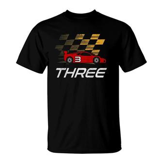 Kids 3Rd Birthday Race Car Gift Three Years Old Boys T-Shirt | Mazezy CA