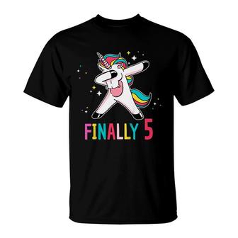 Kids 5Th Birthday Unicorn Birthday Boy 5 Years Old Girls T-Shirt - Seseable