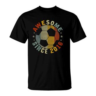 Kids 6 Years Old Awesome Since 2016 Vintage 6Th Birthday Soccer T-Shirt | Mazezy