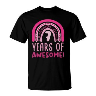 Kids 7 Years Of Awesome 7 Years Old 7Th Birthday Party T-Shirt - Seseable