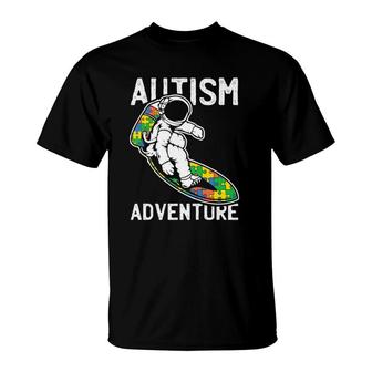 Kids Astronaut Surfing Autism Awareness Gifts For Autistic Kids T-Shirt | Mazezy