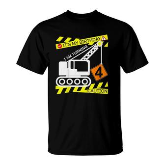 Kids Boys Construction Truck 4Th Birthday Gift For Age 4 Yrs Old T-Shirt - Seseable