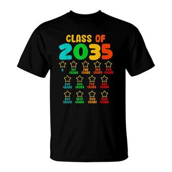 Kids Class Of 2035 Grow With Me Kindergarten Back To School T-Shirt - Seseable