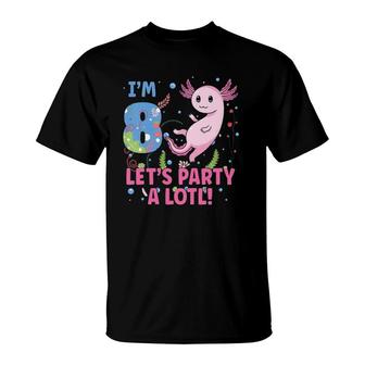 Kids Cute Axolotl Motif 8 Years Old Axolotl Lover 8Th Birthday T-Shirt | Mazezy
