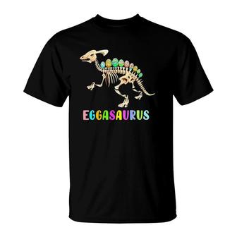 Kids Easter Dino Egg Hunt Dinosaur Skeleton Eggasaurus T-Shirt | Mazezy