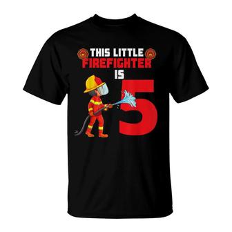 Kids Fire Truck 5Th Birthday 5 Year Old Boy Toddler T-Shirt - Seseable