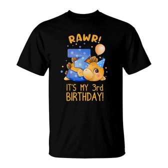 Kids Its My 3Rd Birthday 3 Years Old 3Rd Birthday Dinosaur T-Shirt - Seseable