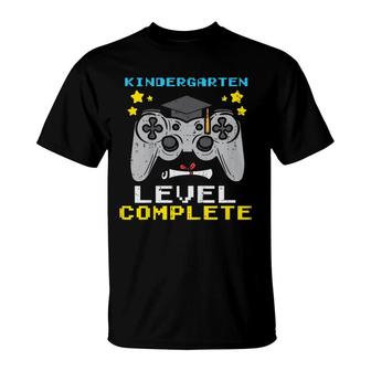 Kids Kindergarten Level Complete Gamer Last Day Graduation Boys T-Shirt - Seseable