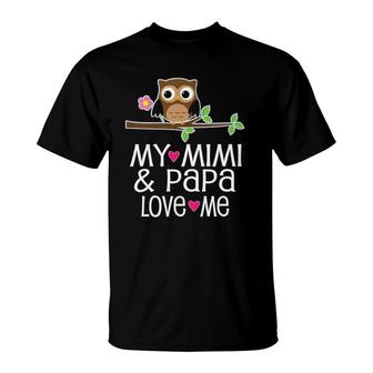 Kids My Mimi And Papa Love Me Granddaughter Grandson T-Shirt | Mazezy