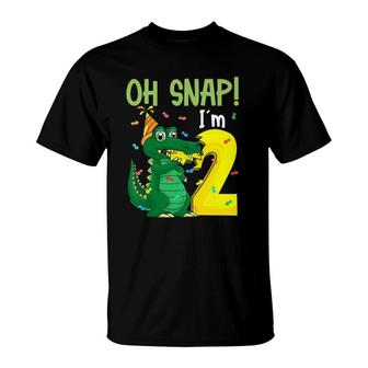 Kids Oh Snap Im 2 Crocodile 2Nd Birthday Alligator T-Shirt | Mazezy