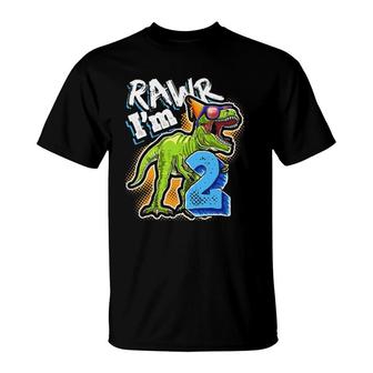 Kids Rawr Im 2 2Nd Birthdayrex Dinosaur Party Gift Boys T-Shirt - Seseable