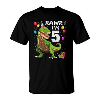 Kids Rawr Im 5 5Th Birthday Partyrex Dinosaur For Boys T-Shirt - Seseable