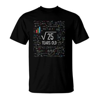 Kids Square Root Of 25 5Th Birthday 5 Years Old Gifts Math Bday T-Shirt - Seseable