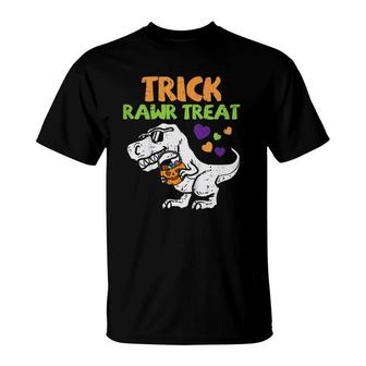 Kids Trick Rawr Treat Dinosaurrex Toddler Boys Halloween Kids T-Shirt - Seseable