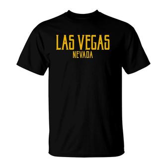 Las Vegas Nevada Vintage Text Amber Print T-Shirt | Mazezy