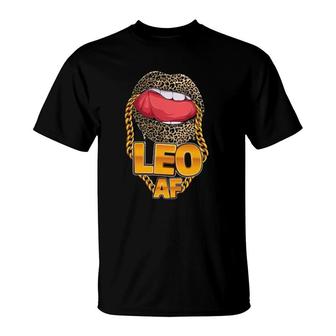 Leo Af Girl Juicy Lips Leopard Astrology Zodiac Sign T-Shirt - Seseable