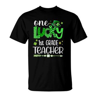 Leopard Shamrock One Lucky 1St Grade Teacher St Patricks Day T-Shirt | Seseable CA