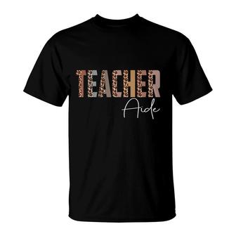 Leopard Teacher Aide Funny Job Title School Worker T-Shirt - Seseable