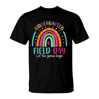 Let The Game Begin Happy Field Day Rainbow Kindergarten T-shirt - Thegiftio UK